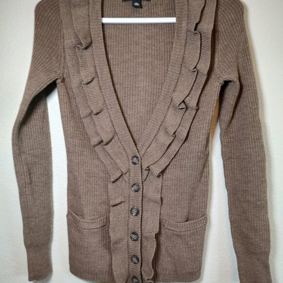 Banana Republic Women's Sweater Cardigan lightweight Merino Wool Ruffle Size XS - Picture 1 of 5